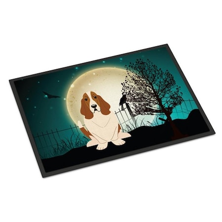 Jensendistributionservices Halloween Scary Basset Hound Indoor or Outdoor Mat, 24 x 0.25 x 36 in. MI2549588
